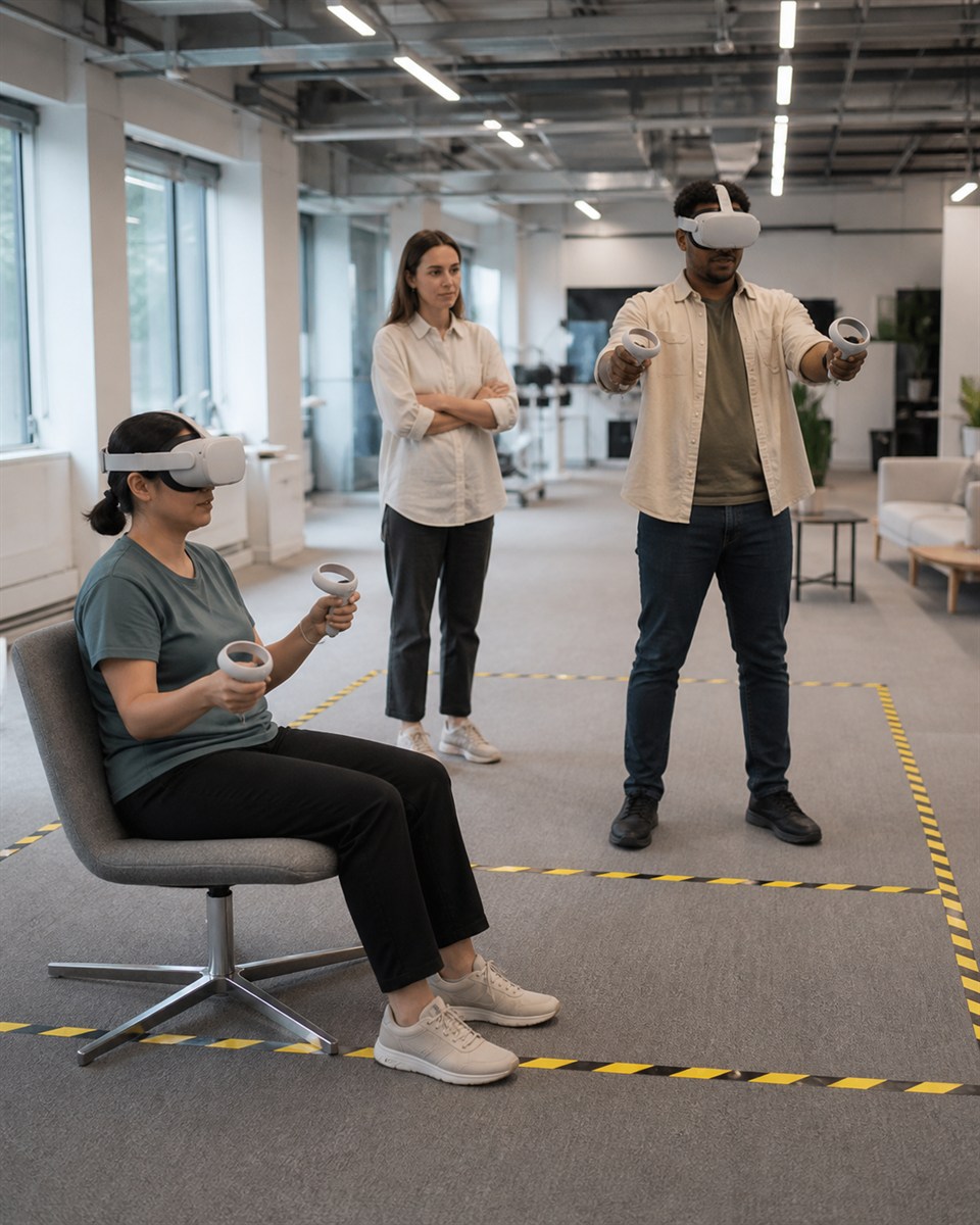 Representative users testing an XR prototype in realistic conditions